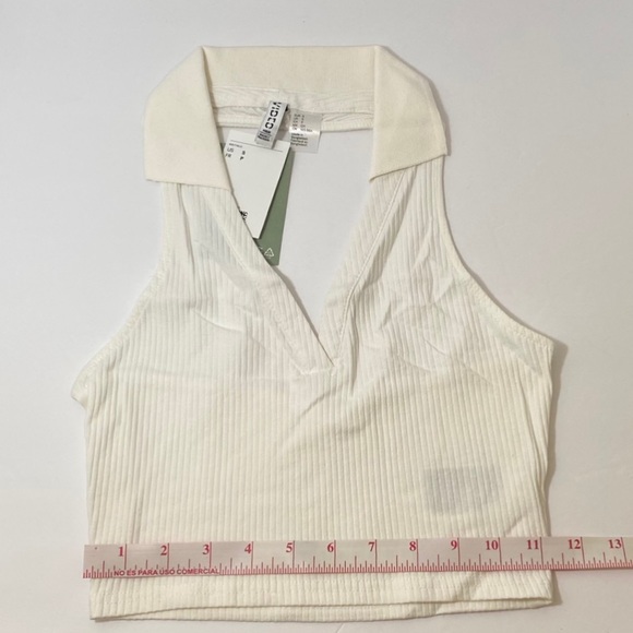 H&M NWT Women’s Halterneck Top with Collar off White Size Small - Picture 4 of 8